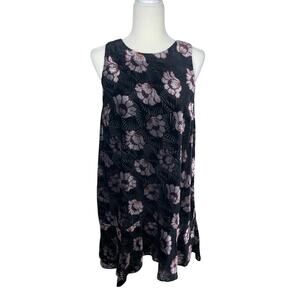 LOFT Iced Floral Burnout Velvet Swing Dress Size Medium
